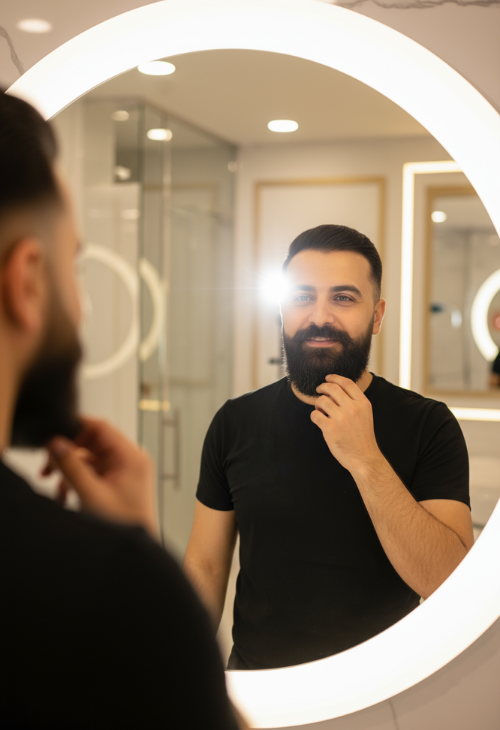 Sakal ve bıyık ekimi doğal yoğunluk uygulaması